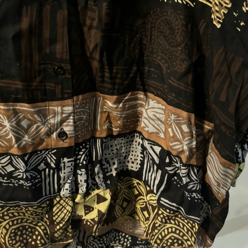 VTG Tribal Boho Velvet Collar Button Up Blouse High Lo Style 90’s Oversized Plus - Picture 10 of 12